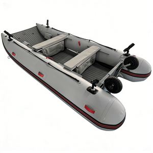Bateaux pneumatiques catamaran <span class=keywords><strong>de</strong></span> 380 cm, pont en tapis gonflable, capacité <span class=keywords><strong>de</strong></span> 5 personnes, Reachsea avec transom en aluminium, grande <span class=keywords><strong>roue</strong></span>, <span class=keywords><strong>porte</strong></span>-canne à pêche - Product Image 6