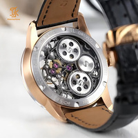 Montre automatique squelette de luxe à verre bombé OEM, tourbillon, haute qualité, logo personnalisé, fournisseur de montres-bracelets personnalisées