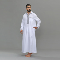 Qamis Arabe Traditionnel pour Homme, Robe Qatari Dishdasha à Col Montant et Poignets Boutonnés, Manches Longues, Vente en Gros, Qualité Supérieure