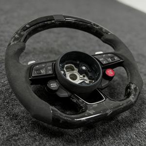 Volant de voiture en fibre de carbone forgée avec bouton de démarrage pour <span class=keywords><strong>Audi</strong></span> Q5 Q7 A4 B9 A5 Q3 A6 C7 A7 S3 S4 RS3 RS5 RS7 RS6 C8 <span class=keywords><strong>TT</strong></span> TTRS - Product Image 5