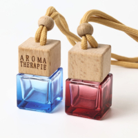 Flacon de parfum carré en verre givré de 8 ml avec diffuseur d'air unique pour voiture, conteneur vide avec bouchon en caoutchouc
