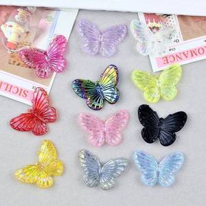 Holographic Electroplated Butterfly Acrylic Charms DIY Hair Clip Earring Pendant Phone Case Cream <b>Glue</b> Material Pack 12 Colors - Product Image 2