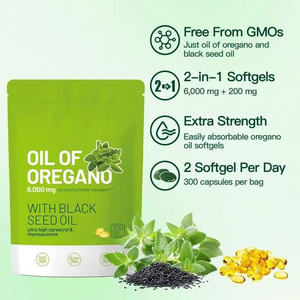 Pure Oil of Oregano 6000mg with Black Seed Oil Softgels 300 Capsules Antioxidant <b>Herbal</b> <b>Supplement</b> Oil of Oregano Capsules - Product Image 2