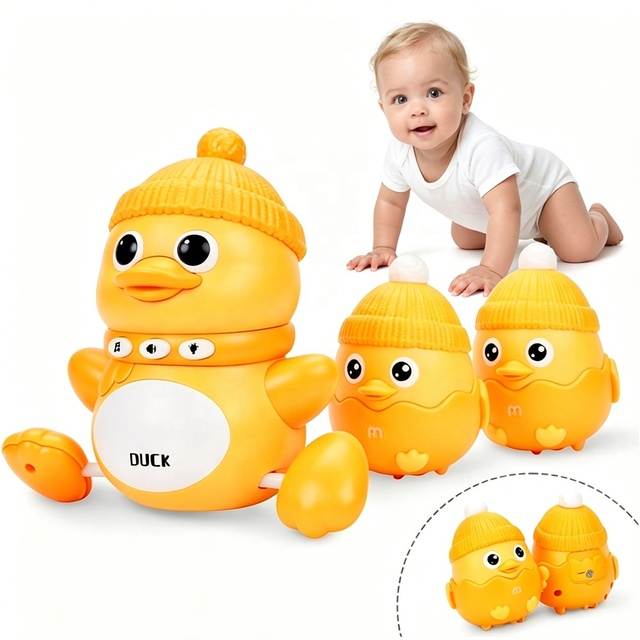 MILI Electric Swing Walking Duck Toy With Music Light Magnetic Suction Early Educational Sensory Sleep Soothing Plastic Baby Toy