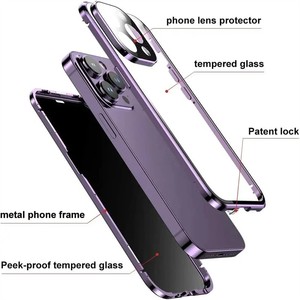Custodia <span class=keywords><strong>per</strong></span> telefono con telaio in alluminio e protezione a 360° <span class=keywords><strong>per</strong></span> <span class=keywords><strong>iPhone</strong></span> <span class=keywords><strong>11</strong></span> 12 13 14 15 16 17 Pro Max, con protezione privacy e vetro temperato antiurto - Product Image 3