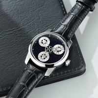 Montre mécanique à disque rotatif, mouvement automatique des heures sauteuses 24h, boîtier en acier inoxydable, montres uniques de qualité supérieure pour hommes