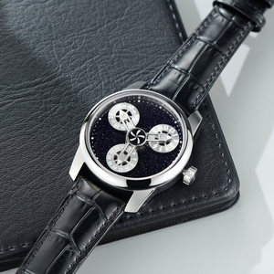 Montre mécanique à disque rotatif, mouvement automatique des heures sauteuses 24h, boîtier en acier inoxydable, montres uniques de qualité supérieure pour hommes - Product Image 1