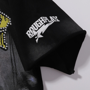 批发优质时尚复古棉质粗犷风格男士服装 T 恤街头服饰热销钻石水洗粗犷风格男士 T 恤 - Product Image 6