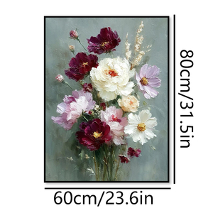 <span class=keywords><strong>Peinture</strong></span> à l'huile sur toile style impressionniste <span class=keywords><strong>Pivoine</strong></span> & Rose - Décoration murale texturée faite à la main avec taille personnalisée pour chambre et salle à manger - Product Image 2