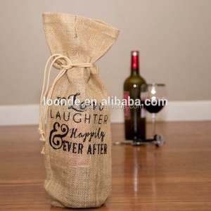 Usine Vente Toile De Jute Xmas Party Favor Sacs pour Bouteille De Vin Goodie - Product Image 2