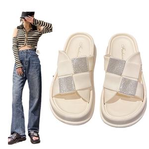 Sandales plates carrées personnalisables pour femmes, nouvelle tendance mode, rayées, décontractées, antidérapantes pour l'extérieur - Product Image 5