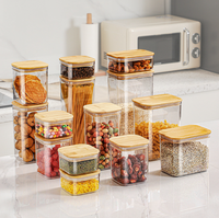 Bocal de conservation alimentaire carré empilable en verre borosilicate avec fonction chauffante pour la cuisine, design moderne, couvercles en bambou pour le camping