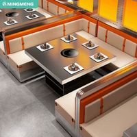 Table de restaurant minimaliste en bois avec banquette en cuir pour restaurants et cafés (Mobilier de restaurant)
