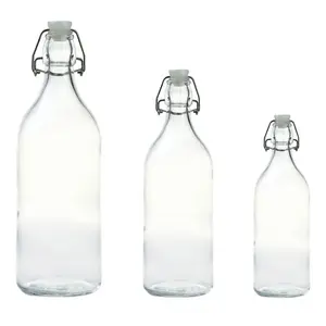 Glass Swing Top Beer Bottles 16 Ounce Bottles with Flip-top Airtight Lid for Carbonated Drinks