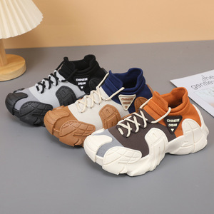 Chaussures de marche à plateforme en tricot personnalisé, style chunky, pour hommes et femmes, avec blocs de couleur tendance, supportant OEM ODM et logo personnalisé - Product Image 4