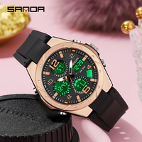 Montre sport numérique LED de luxe SANDA 6062, mode décontractée unisexe, résistante à l'eau 50M, alarme, montre à quartz