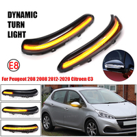 2 Luces LED Dinámicas de Señal de Giro para Espejo Retrovisor, para Peugeot 208 2008-2020 y Citroën C3 2016-2021