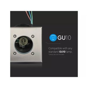 Faretto Quadrato in Acciaio IP65 Guidabile per Lampada GU10, Luce LED da Esterno Calpestabile per Gradini, Incasso a Pavimento, Giardino e Paesaggio SKU-7516 - Product Image 4