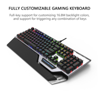 AIKUN GX920 kablolu RGB arkadan aydınlatmalı oyun klavye mekanik anahtarları multimedya tam boy klavye iki USB Hub