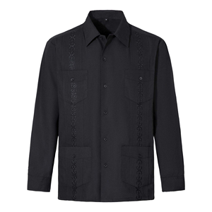Camisas <span class=keywords><strong>Guayabera</strong></span> para Hombre, Cuatro Bolsillos, Casuales, Plisadas, Tallas Grandes, Manga Larga, Transpirables - Product Image 6