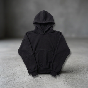Sweat-shirt à capuche noir 100 % coton épais, coupe classique, pull-over tricoté, hiver, uni, avec poche, streetwear, respirant - Product Image 3