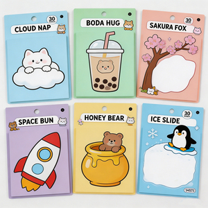 Bloc de Notas Adhesivas con Dibujos Animados Coloridos, 30 Hojas Cada Uno, Juego de Blocs de Notas Adhesivas para Uso en la Oficina y la Escuela - Product Image 5
