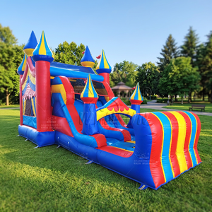 Castillo Inflable Económico para Niños, Combinado con Tobogán, de PVC, Certificado CE, Fácil de Instalar, Impermeable e Ignífugo - Product Image 1