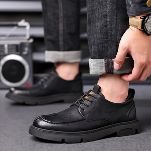 Chaussures décontractées pour hommes en cuir PU, bout rond, semelle extérieure en caoutchouc respirante, chaussures de marche toutes saisons - Product Image 4
