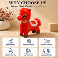 Fabricant OEM de jouets en peluche personnalisables : Cheval en peluche brodé, rembourré en coton PP, design de poupée de dessin animé sur mesure