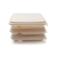Boîte repas rectangulaire personnalisée en amidon de maïs biodégradable et écologique, à compartiments multiples, pour pizza à emporter et stockage de restauration rapide
