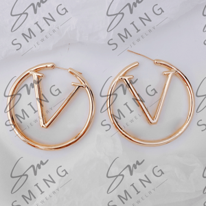 Anting-anting desainer berlapis emas 18k mewah, populer, terkenal, berlian besar, huruf, lingkaran 5cm, anting-anting <span class=keywords><strong>CC</strong></span> vintage, perhiasan wanita - Product Image 6