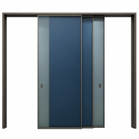 Portes coulissantes en aluminium noir avec panneaux de verre fumé teinté, designs personnalisés, pour bureaux et salles de réunion