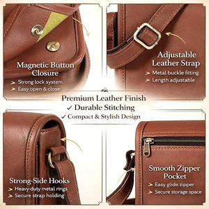 Sac messager élégant en cuir véritable de 11 pouces, sac à bandoulière vintage pour tablette, iPad, documents de bureau, sac de voyage - Product Image 6