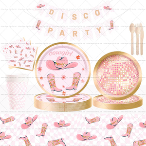 Décorations de fête DAMAI Disco Cow Girl, assiettes et serviettes Let's Go Girls, articles de fête, vaisselle pour enterrement de vie de jeune fille, ensemble de vaisselle pour mariage - Product Image 1