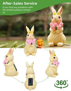 Thỏ Năng Lượng Mặt Trời Vườn Bức Tượng Ngoài Trời Trang Trí Nội Thất-Ngoài Trời Bức Tượng Cho Sân Vườn Ban Công Sân Trang Trí Sinh Nhật Quà Tặng Cho Phụ Nữ - Product Image 2