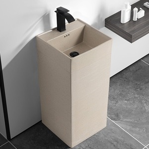 Lavabo de Cerámica <span class=keywords><strong>Vintage</strong></span> Integrado en Columna, de un Solo Orificio, para Patio Exterior o Baño - Product Image 1
