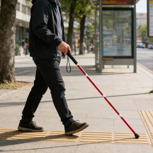 Canne pliante en alliage d'aluminium blanche 125 cm, télescopique, portable, avec poignée antidérapante, aide à la mobilité pour les voyages en extérieur - Product Image 1