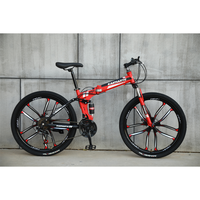 Vélo pliant adulte OEM sans vitesses, frein à disque, 21 vitesses, cadre en alliage d'aluminium, suspension souple, 24 pouces, design monobloc