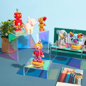 Présentoir acrylique irisé 10 pièces support arc-en-ciel 5 tailles <span class=keywords><strong>bijoux</strong></span> produit figurine rectangulaire étagère <span class=keywords><strong>organisateur</strong></span> de Table - Product Image 5