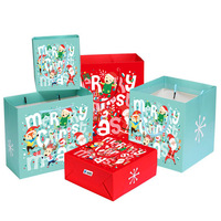 Kotak kemasan kertas hadiah kustom natal untuk mainan perhiasan ornamen kemasan makanan ringan untuk dekorasi pesta pohon Natal