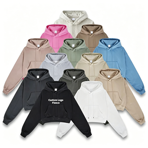 Sudadera Corta de Lana para Mujer, Estilo Urbano, Color Sólido, Casual, con Logotipo Personalizado, de Alta Calidad, para Otoño - Product Image 1