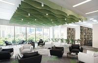 Panneau de plafond acoustique insonorisant en fibre de polyester haute densité, résistant au feu, pour la décoration intérieure