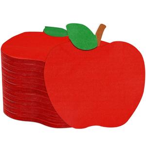 50 serviettes en papier en forme de pomme rouge <span class=keywords><strong>pour</strong></span> les décorations de fête d'enfants, vaisselle à thème scolaire, anniversaire, serviettes jetables à motif de fruits - Product Image 1