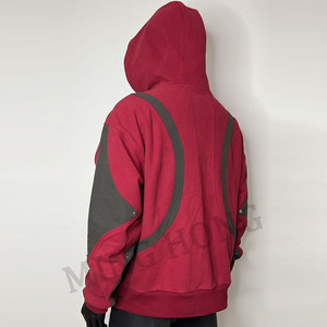 OEM Street Style Patchwork <b>Zip</b> Hoodie High Quality Terry Thick Adjustable Hem Men's Hoodie - Product Image 6