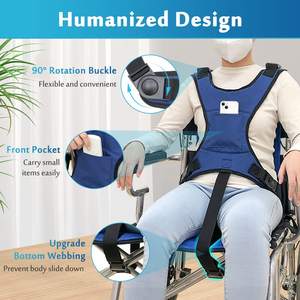 Cinturón de Seguridad para Silla de Ruedas OEM Azul, Correas de Sujeción Antideslizantes de Poliéster, Arnés de 41x47x37cm para Pacientes Mayores - Product Image 5