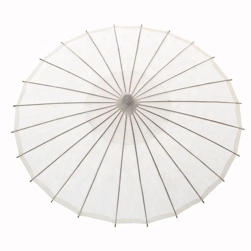 Vendite di fabbrica di ombrelloni in carta bianca di bambù tinta unita a buon mercato
