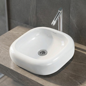 Lavabo sur colonne en céramique carrée effet marbre de haute qualité, design moderne, prix abordable, exportation depuis l'Inde - Product Image 2