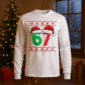 Camiseta de manga larga de mezcla triple con diseño de suéter feo de Navidad Six Seven 6 7 - Product Image 3