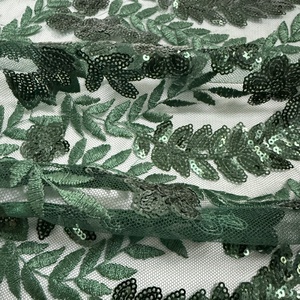Tessuto in Pizzo Verde Smeraldo con Perline, Lussuoso Ricamo con Perline e Paillettes, Tessuto in Pizzo Francese per Abiti da Sposa e Abiti Africani da Donna - Product Image 4
