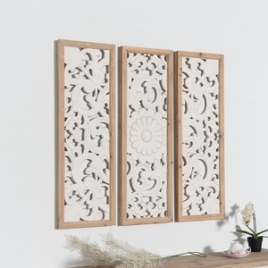 Wholesale Home Decorative MDF Wood Traditional Carved <b>Flower</b> Artistic Home <b>Wall</b> Hanging Decoration 3D <b>Panel</b> - Product Image 2